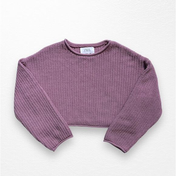 Zara Mauve Cropped Sweater, Size 9/10 - Picture 4 of 7